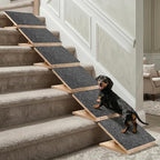 Dog Ramp for Stairs 6 Pack - Adjustable Wooden Stair Wedges for Small Dogs, Foldable Indoor Dog Stair Ramp with Triangular Support and Non-Slip Pads for Senior and Short-Legged Pets