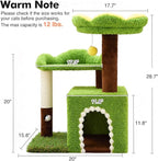 Flower Cat Tree with Cat Condo for Indoor Cats, 29" Cat Tower with Sisal Scratching Post and Top Perch, 3-in-1 Multi-Level Cat Tower for Small Cats and Kittens
