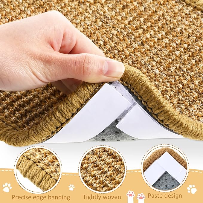 Weysat 8 Pieces Cat Scratcher Mat with Adhesive Loop Tape Scratch Mat for Cats, 7.8 x 11.8 Inch, Sisal Material
