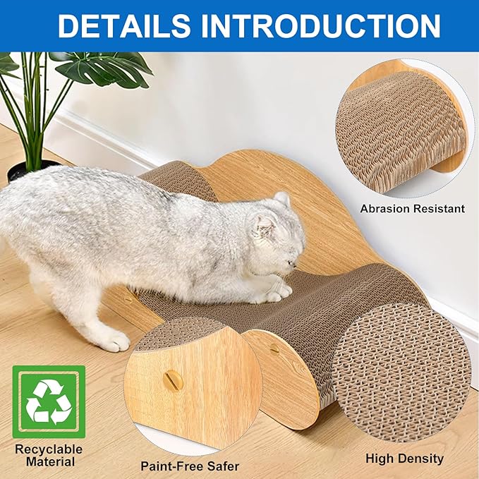 FluffyDream Cat Scratcher Cardboard, Scratching Pad House Bed Furniture Protector, Infinity Shape, Curved (Wood, Round Sofa)