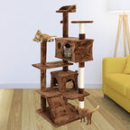 53 inches Heavy Duty Multi-Level Cat Tree Tower with Condo Furniture & Scratching Posts for Kittens Play Rest (Brown)