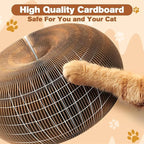 2 PCS Magic Organ Cat Scratcher Board with 6 Balls, Foldable Recyclable Accordion Cats Toy with Ball and Track Adventure, Cat Scratching Pad, Retractable Reversible Furniture Protector(Brown)