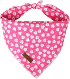 Valentine Dog Bandana, Pink Heart Triangle Bid Scarf for Small Medium Dog, Cotton Pet Kerchief for Girl Boy Dogs or Cats, Red Dog Bandana, Cute Adorable Puppy Bandana