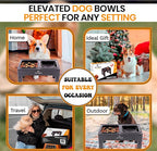 Dog Bowls Elevated Large Breed, Raised Dog Bowl Stand with 4 Adjustable Height, Slow Feeder Dog Bowls & No-Spill Water Bowl for Small, Medium, Large Dogs