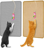 Cat Scratcher mat- Natural Sisal Cat Mat with Anti-Slip Back & Attached Sisal Mouse Toy (Natural)