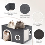 Heeyoo Cat House for Indoor Cats - Large Cat Bed Cave with Fluffy Ball and Scratch Pad, Foldable Cats Houses & Condos, Cat Hideaway, Covered Kitty Bed for Multi Small Large Kitty, 23.8x15.9x13.2 Inch