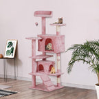 ZENY 54 Inch Cat Tree, Multi-Level Cat Condo with Scratching Post + 2 Play Houses, Pet Furniture in Pink