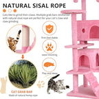 BestPet | 54" Cat Tree Tower | Pink | Sturdy, Easy to Assemble, Multi-Level Activity Center with Sisal Scratching Posts, Condos, Perches, Hanging Cat Toys, Observation Decks & Ladder
