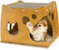 Cat Scratcher House, 2 in 1 Cat Cardboard House with 2 Scratching Pads, Sturdy Cat House Lounge for Indoor Cats to Rest and Hide, Maximum Load Capacity 66 Lbs