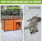 GUTINNEEN Extra Large Heated Dog House with Safe Thermostat-Controlled Heating Pad and Liner, Insulated Dog Kennel Outdoor Weatherproof Dog Shelter with Chew-Proof Metal Frame for Large Dog Breeds