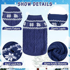 Warm Winter Dog Sweater - Cold Weather Pet Clothes for Small Medium Large Dogs Indoor Outdoor, Soft Classic Knit Puppy Apparel, Blue, XS
