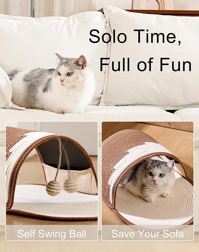 Cat Scratcher for Indoor Cats, 24.8" Slipper-Shaped Scratching Post & Pad with Hanging Ball Toy, Durable Corn Rope, Cute Cat Furniture