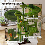 72in Cat Tree Tall Cat Tower for Indoor Cats with Transparent Capsule, Sisal Scratching Posts, Plush Perches, Multi-Level Cat Activity Center Furniture for Kittens and Large Cats (Green, 72.05in)