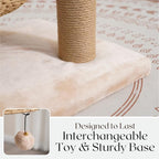 PetPals 3 Level Handwoven Paper Rope Cat Basket Bed and Perch with Scratching Post, Washable, Removeable Curshions, Playful Toy, for Indoor Cat, Light Brown