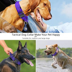 DAGANXI Tactical Dog Collar, Adjustable Military Training Nylon Dog Collar with Control Handle and Heavy Metal Buckle for Medium and Large Dogs, with Patches and Airtags Case (Purple, L)
