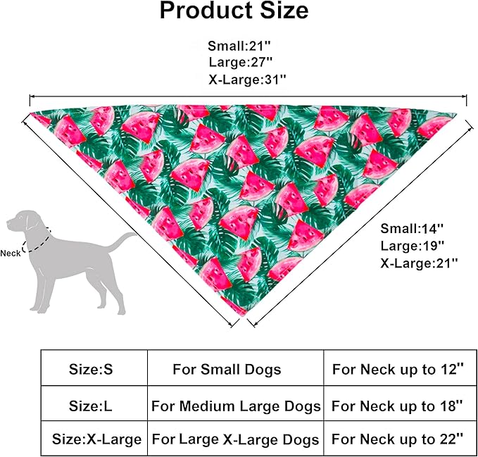 ADOGGYGO Summer Hawaii Dog Bandana, 6 Pack Flamingo & Fruit Pattern Triangle Summer Bandanas for Medium Large Dogs Pets (Large)