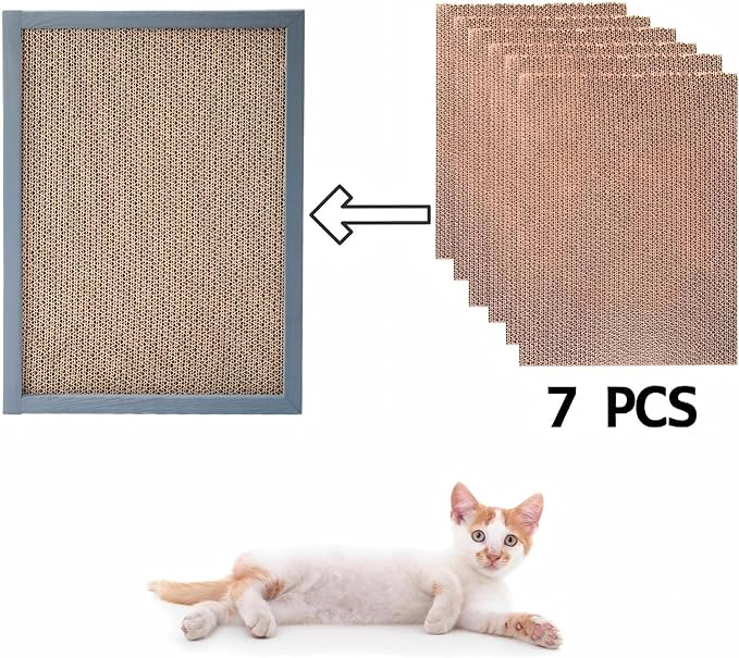 COZIWOW Cat Scratch Pad, Art Cat Wall Scratcher, Vertical Wall-Mounted Cat Scratching Board with Box for Indoor Cats Toy Furniture Protector, 7 PCS