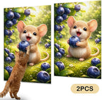 Nuxovilar Cat Scratch Pad 15.3x23.6 Inches Polyester Synthetic Fiber, Cute Mouse & Blueberries Print, wall cat Scratcher, Scratching mat, Home Decor, Kitchen, Pantry (2pcs)