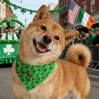 Elegant little tail St Patrick's Dog Bandana, Lucky Clover 1PC Washable Pet Scarf Female or Male Square Dog Bib Kerchief Scarf Adjustable Pet Bandanas for Medium Large Dogs