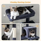 PETEPELA 56.3'' Tall Cat Tree for Indoor Cats, Multi-Level Cat Tower with Super Large Hammock (20''X16''), Sisal Covered Scratching Posts, Cozy Condo and Top Perch, Dark Grey
