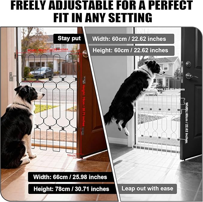 Retractable Dog Gate for Front Door, 35" Safety Metal Pet Gate for Dogs When Opening, Easy Install Front Entry Dog Door Barrier