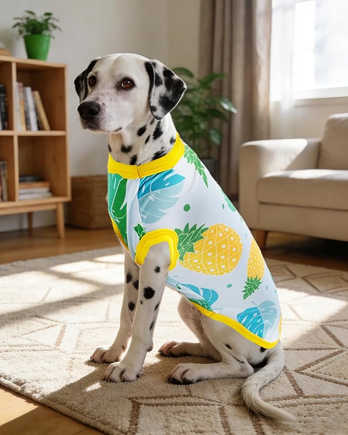 PET SHOW 4 Pack Summer Dog Shirts for Large Dogs Boy UPF 50+ UV Sun Protection Cooling Clothes Tank Top Shark Dog T-Shirts Pet Holiday Party Sleeveless Vest Blue(XX-Large)