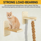 Wall Mounted Cat Tree with 2 x 59.1 Inch Jute Climbing Ropes, Solid Wood Cat Climbing Tower with Scratching Post, Rope Ladder, Jumping Platforms & Wall Steps Cat Playground