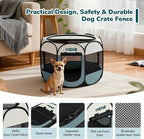Dog Cat Playpen, Portable Puppy Pet Crate Indoor for Small Dogs Cats Rabbits, Foldable Dog Cage Enclosure for Outdoor, Pop Up Dogs Tent Kennel with Carrying Case, Grey