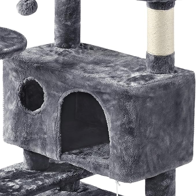 Topeakmart 61in Cat Tree for Indoor Cats, Cat Tower with Scratching Posts Spacious Perch & Platform for Kittens, Dark Gray