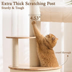 Modern Cat Tree Tower with Scratching Post for Indoor Cats Large Adult, 60 inch Tall Solid Wood Multifunctional Cat Tree Tower with Bed, Space Capsule, Sisal Wrapped Condo, Multiple Cats Use