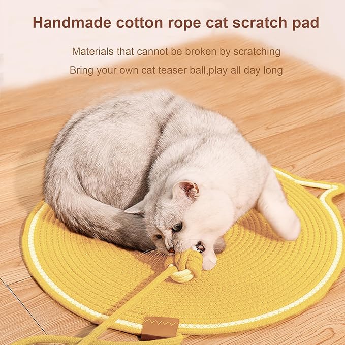 Cat Scratching Pad, Natural Cotton Rope Cat Scratch Mat, 16.9'' Round Wall & Floor Scratcher, Durable Furniture Protector for Couch, Carpet, Sofa, Eco-Friendly Cat Scratcher Pad（Gray