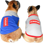 iChoue 2pcs French Bulldog Summer Cooling Shirt for Dogs UV Sun Protection Vest Sleeveless Breathable Tank Top English Pug Blue Grey Red Grey - Medium