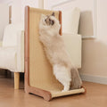 Sisal Cat Scratcher for Indoor Cats, Beechwood Base, Natural Sisal Woven Scratch Pad, Durable Scratching Post, Furniture Protector (L1)