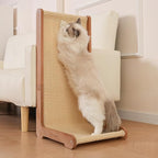 Sisal Cat Scratcher for Indoor Cats, Beechwood Base, Natural Sisal Woven Scratch Pad, Durable Scratching Post, Furniture Protector (L1)
