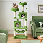Yaheetech 62.5inches Cat Tree Cat Tower Kitten Condo with Platform & Hammock, Scratching Posts for Kittens Pet Play House with Plush Perch for Indoor Activity Relaxing, Green