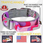 ADITYNA Heavy Duty Dog Collar for Extra-Large Dogs - Camo Pink Purple Collar with Handle for Training, and Walking - Wide, Tactical, Soft Neoprene Padded