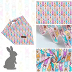 Elegant little tail Easter Dog Bandana, Bunny with Flower 1PC Washable Dog Scarf Female or Male Square Bib Kerchief Scarf Adjustable Pet Bandana for Medium Large Dogs