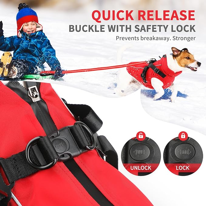 Dog Winter Coat Reflective Water-Resistant Jacket, Fleece Lined Windproof Puppy Coat with Back Zipper & D-Ring, Cold Weather Dog Coats for Small Medium Dogs (XL, Red)