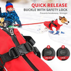 Dog Winter Coat Reflective Water-Resistant Jacket, Fleece Lined Windproof Puppy Coat with Back Zipper & D-Ring, Cold Weather Dog Coats for Small Medium Dogs (S, Red)