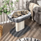 Tangkula Cat Tree for Indoor Cats, 2-Tier Cat Tower with Top Perch & Sisal Scratching Panel & Jingling Fur Ball Toy, Cozy Cat Bed with Scratching Post, Modern Small Kitten Activity Center (Grey)
