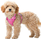 BARKBAY No Pull Dog Harness Large Reflective Dog Harness with Front Clip and Easy Control Handle for Walking Training Running with ID tag Pocket(Pink,XS)