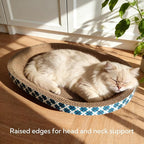 Cat Scratcher Bed with Toys, 2 Pack Oval Cat Scratcher Cardboard, Indoor Cat Scratch Bowl, Large Pad Cat Scratching Board with Catnip Fish Toy & Feather Wand for Furniture Protector