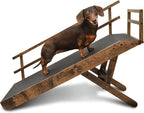 DoggoRamps Dog Ramp with Rails for Couch - Adjustable from 14" to 21" with Anti-Slip Grip & Convenient Platform Top - for Dogs up to 150lbs - Made of Solid Wood in North America
