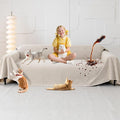 Cat Scratch Furniture Protector - Anti-Slip, Waterproof Sofa Cover to Keep Cats Off, Pet-Friendly Couch Protectors for 3 Cushion Couch, Khaki Anti-Scratch Couch Cover for Pets and Kids 150"X71"