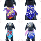 10PCS Dog Bandanas Happy New Year for Large Breed Dog XL XXL Kerchief Triangle Bibs Head Scarves for Boys and Girls Grooming Costume