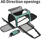 Soft-Sided Cat/Dog/Pet Carrier, Collapsible Pets Travel Carriers for Big Cats/Small Dogs with Shoulder Strap & Removable Mat, Mesh Puppy Carry Bag, Up to 16 Lbs, TSA Airline Approved(Turquoise)