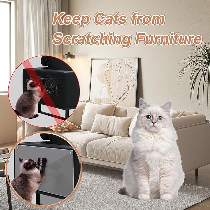 Door Protector from Dog Scratching, 197"x12" Anti Cat Scratch Furniture Protector, Single-Sided Sticky Thicken Vinyl Couch Protector from Cat Claws for Furniture Sofa Door Walls (30 Pins)