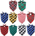 Segarty 10 Pack Dog Bandanas Triangle, 22.8"x15.7" Washable Plaid Bibs Accessories Bulk for Small Medium Dogs Cats Large Puppy, Adjustable Pet Scarf Reversible Boy Pets Birthday Kerchief