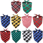 Segarty 10 Pack Dog Bandanas Triangle, 22.8"x15.7" Washable Plaid Bibs Accessories Bulk for Small Medium Dogs Cats Large Puppy, Adjustable Pet Scarf Reversible Boy Pets Birthday Kerchief