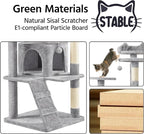 Topeakmart 70in Cat Tree, Multi-Level Cat Tower with Scratching Post Dangling Ball and Condos Cat Furniture for Indoor Cats, Light Gray